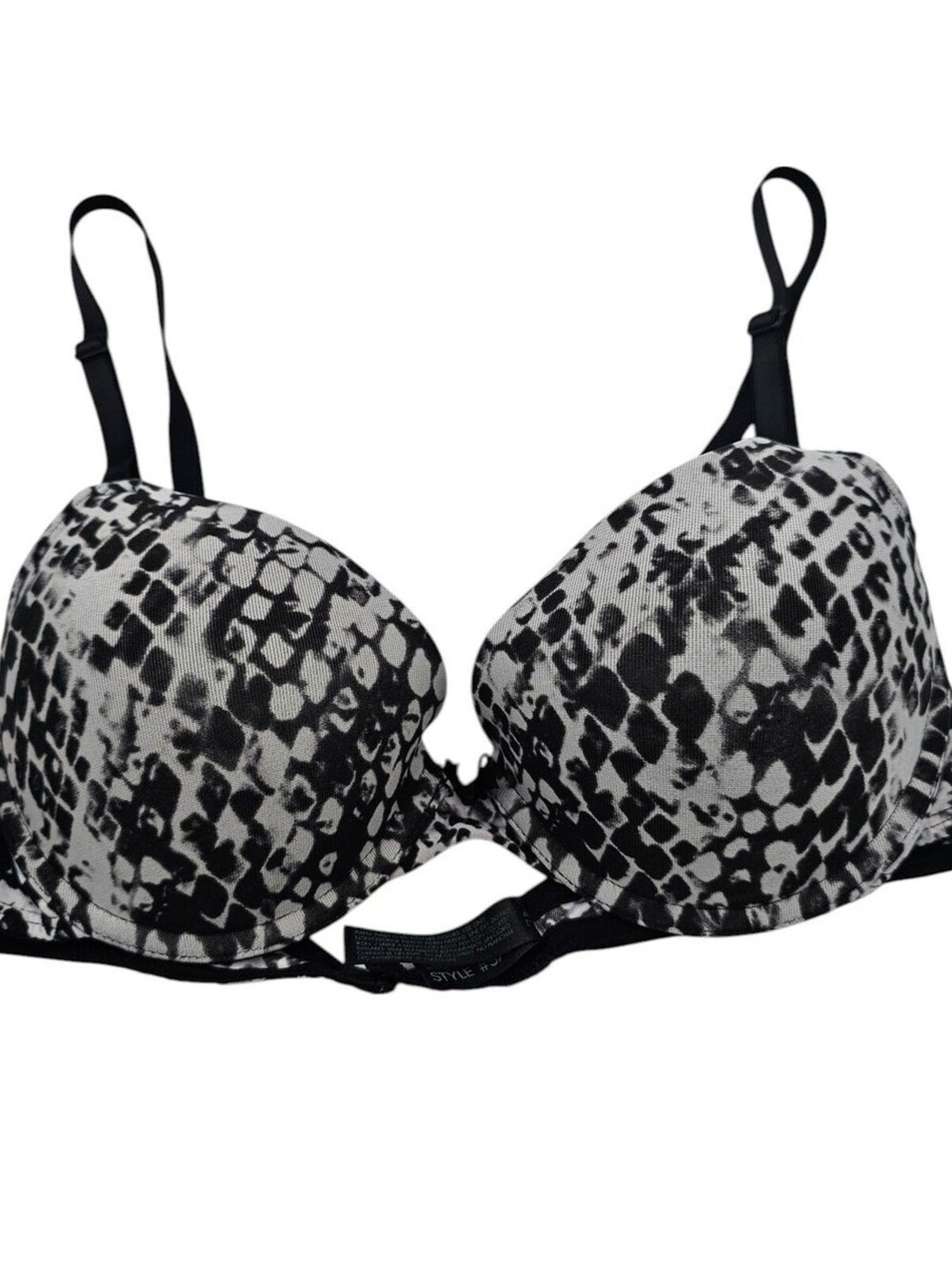 Smart & Sexy Womens Sz 36B Classic T Shirt Bra Black White Snakeskin Print